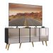 Rack TV até 50 Polegadas 4 Portas Retrô com Espelhos Multimóveis MP1082 Preto/Natural