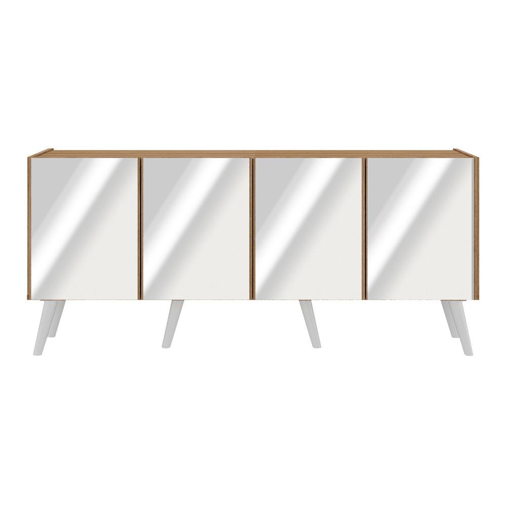 Rack TV até 50 Polegadas 4 Portas Retrô com Espelhos Multimóveis MP1082 Rustic/Branco