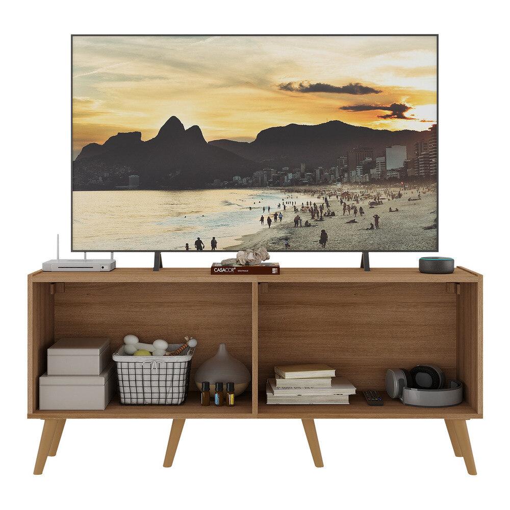 Rack TV até 50 Polegadas 4 Portas Retrô com Espelhos Multimóveis MP1082 Rustic/Natural
