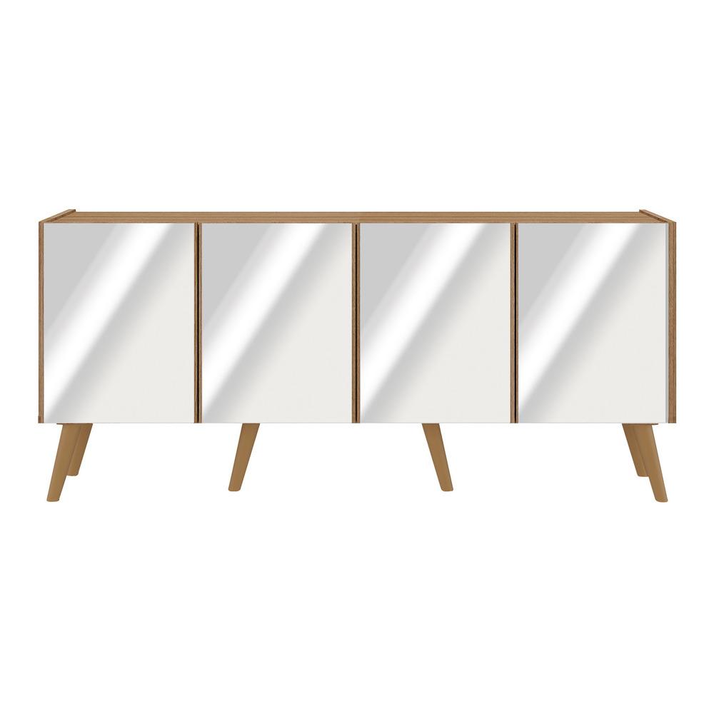 Rack TV até 50 Polegadas 4 Portas Retrô com Espelhos Multimóveis MP1082 Rustic/Natural