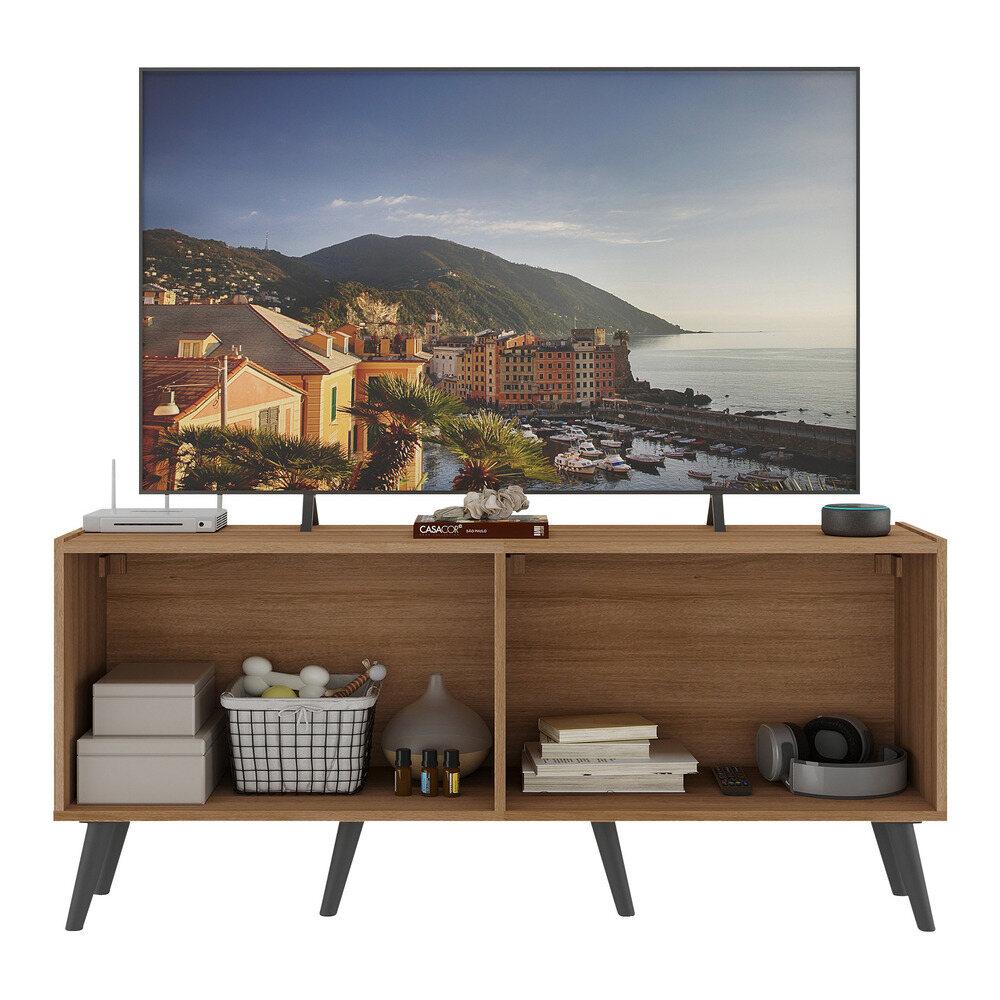 Rack TV até 50 Polegadas 4 Portas Retrô com Espelhos Multimóveis MP1082 Rustic/Preto