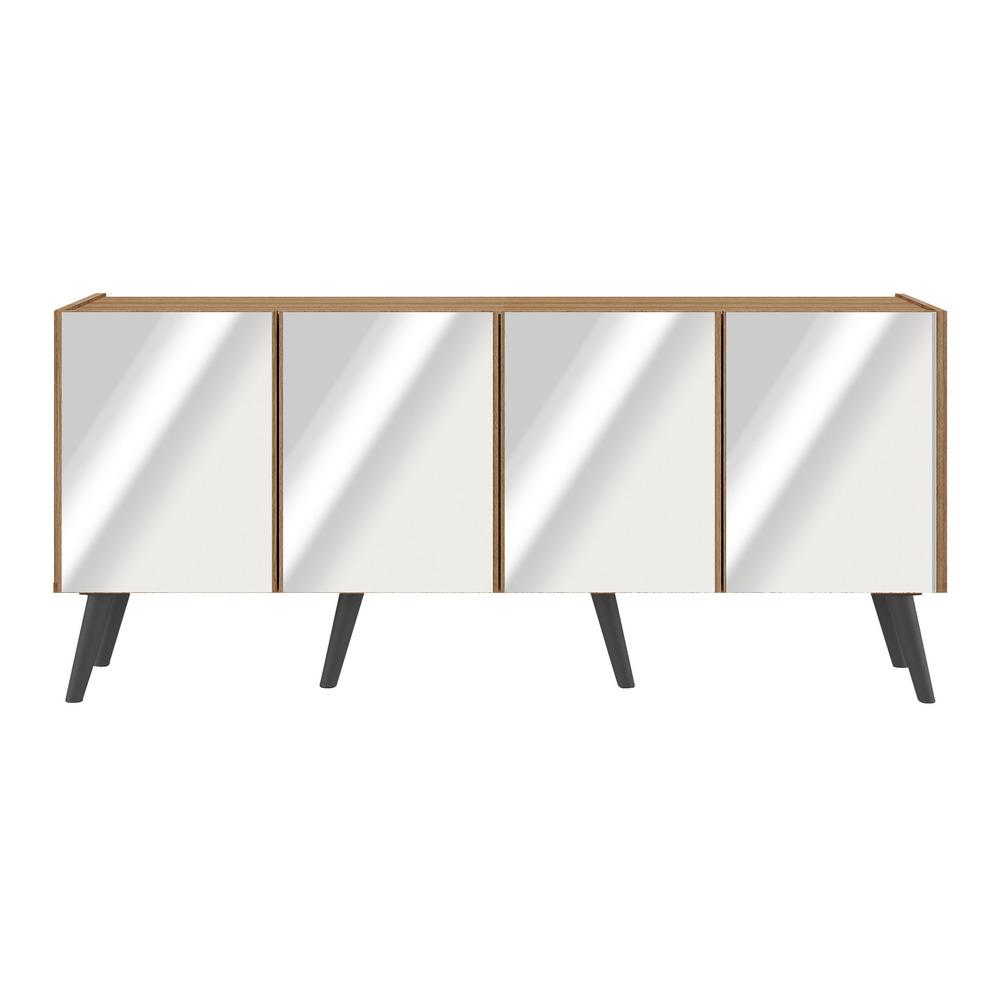 Rack TV até 50 Polegadas 4 Portas Retrô com Espelhos Multimóveis MP1082 Rustic/Preto