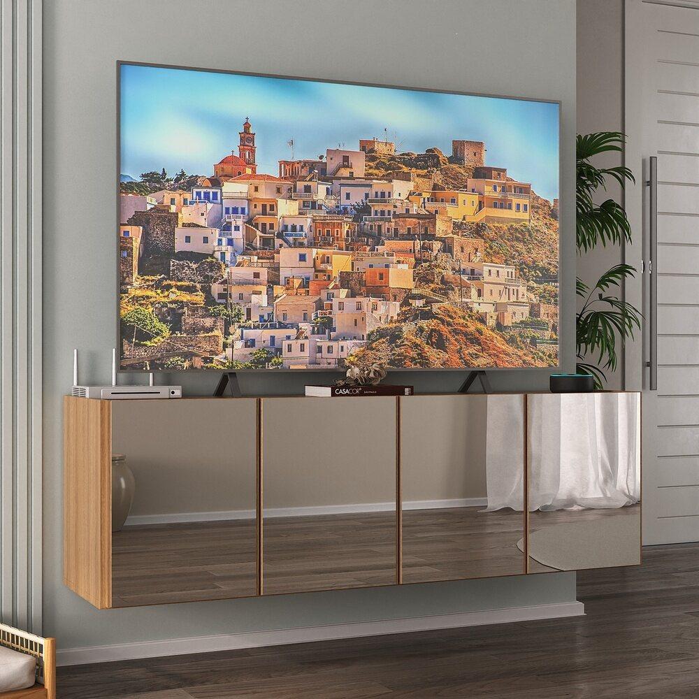 Rack TV até 50 Polegadas 4 Portas Suspenso com Espelhos Multimóveis MP1081 Rustic