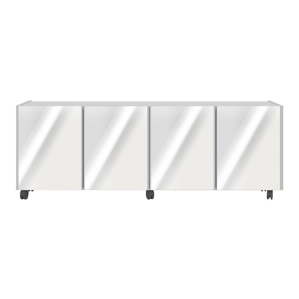 Rack TV até 50 Polegadas 4 Portas com Rodízios e Espelhos Multimóveis MP1080 Branco