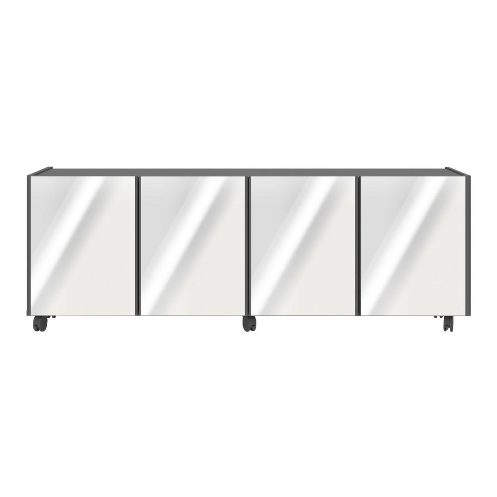 Rack TV até 50 Polegadas 4 Portas com Rodízios e Espelhos Multimóveis MP1080 Grafite