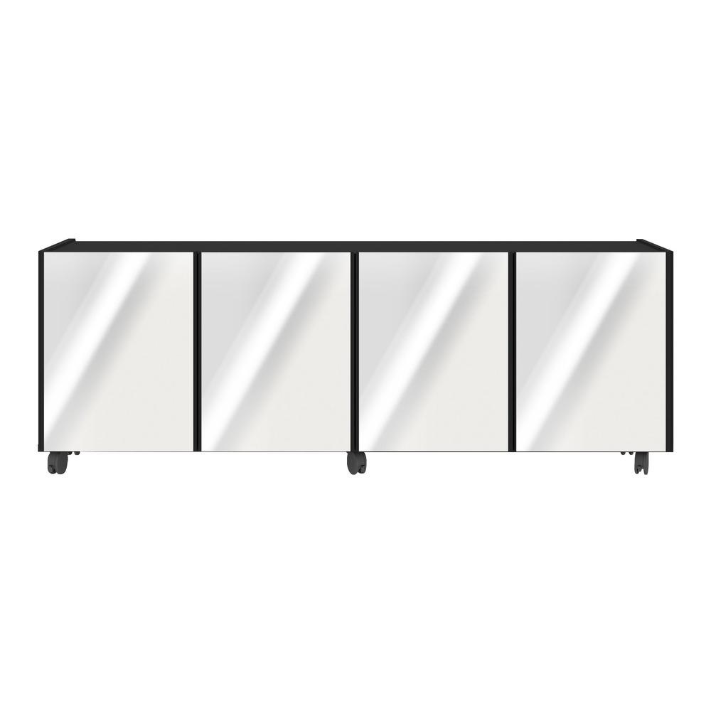 Rack TV até 50 Polegadas 4 Portas com Rodízios e Espelhos Multimóveis MP1080 Preto