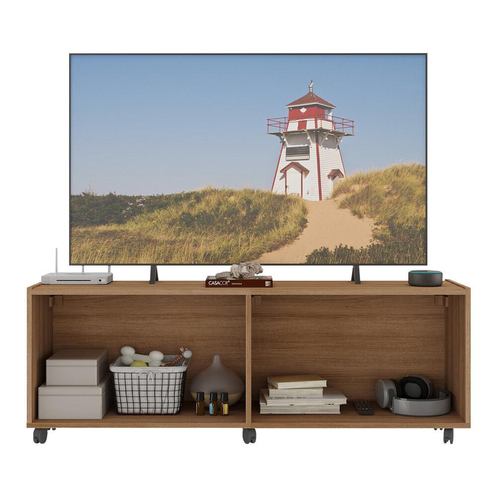 Rack TV até 50 Polegadas 4 Portas com Rodízios e Espelhos Multimóveis MP1080 Rustic