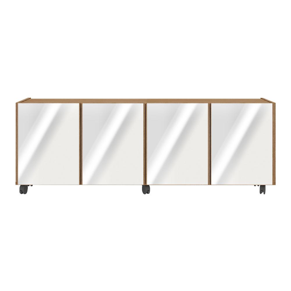 Rack TV até 50 Polegadas 4 Portas com Rodízios e Espelhos Multimóveis MP1080 Rustic