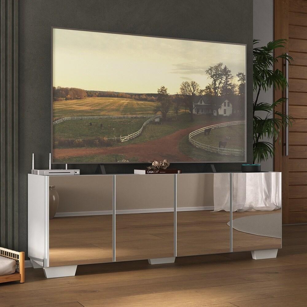 Rack TV até 50 Polegadas com Espelhos 4 Portas Multimóveis MP1083 Branco