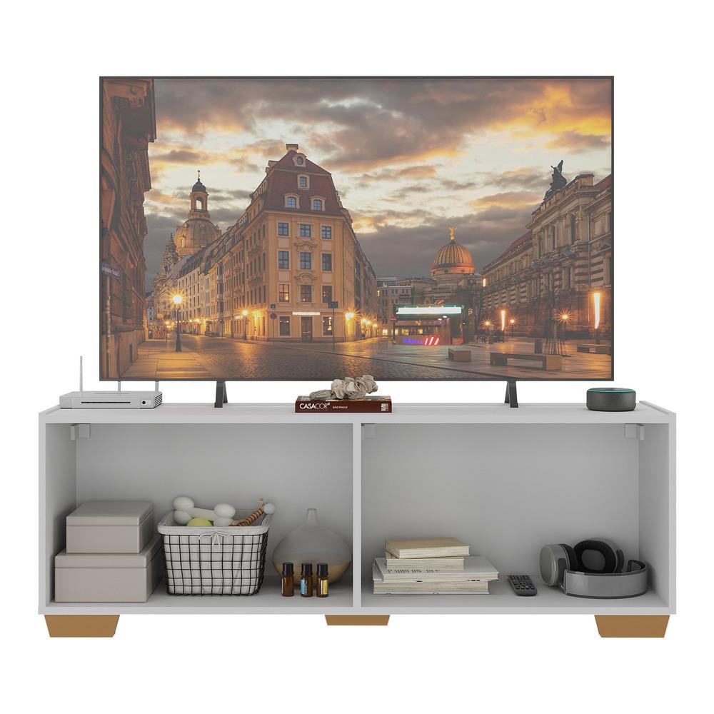 Rack TV até 50 Polegadas com Espelhos 4 Portas Multimóveis MP1083 Branco/Natural