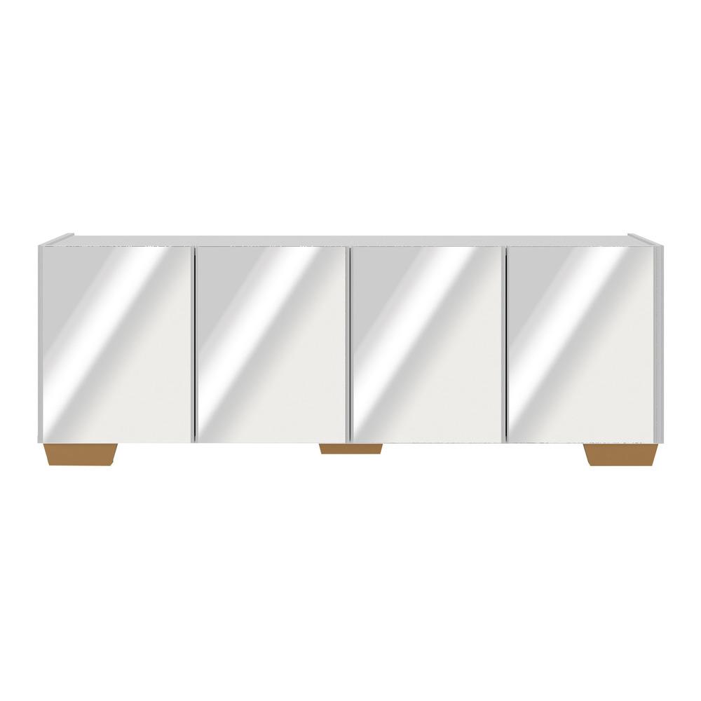 Rack TV até 50 Polegadas com Espelhos 4 Portas Multimóveis MP1083 Branco/Natural