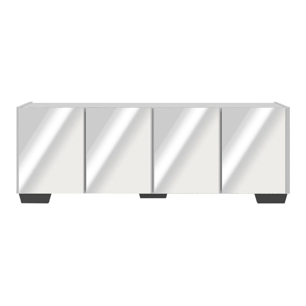 Rack TV até 50 Polegadas com Espelhos 4 Portas Multimóveis MP1083 Branco/Preto