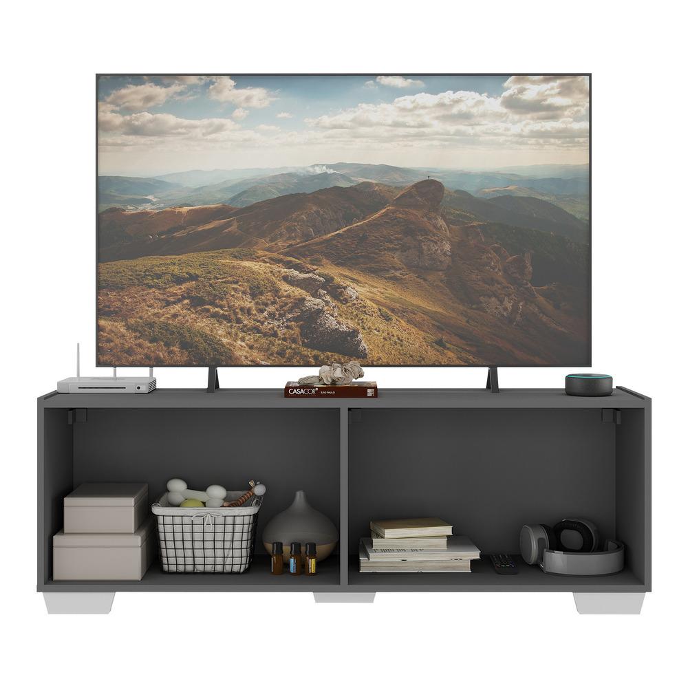 Rack TV até 50 Polegadas com Espelhos 4 Portas Multimóveis MP1083 Grafite/Branco