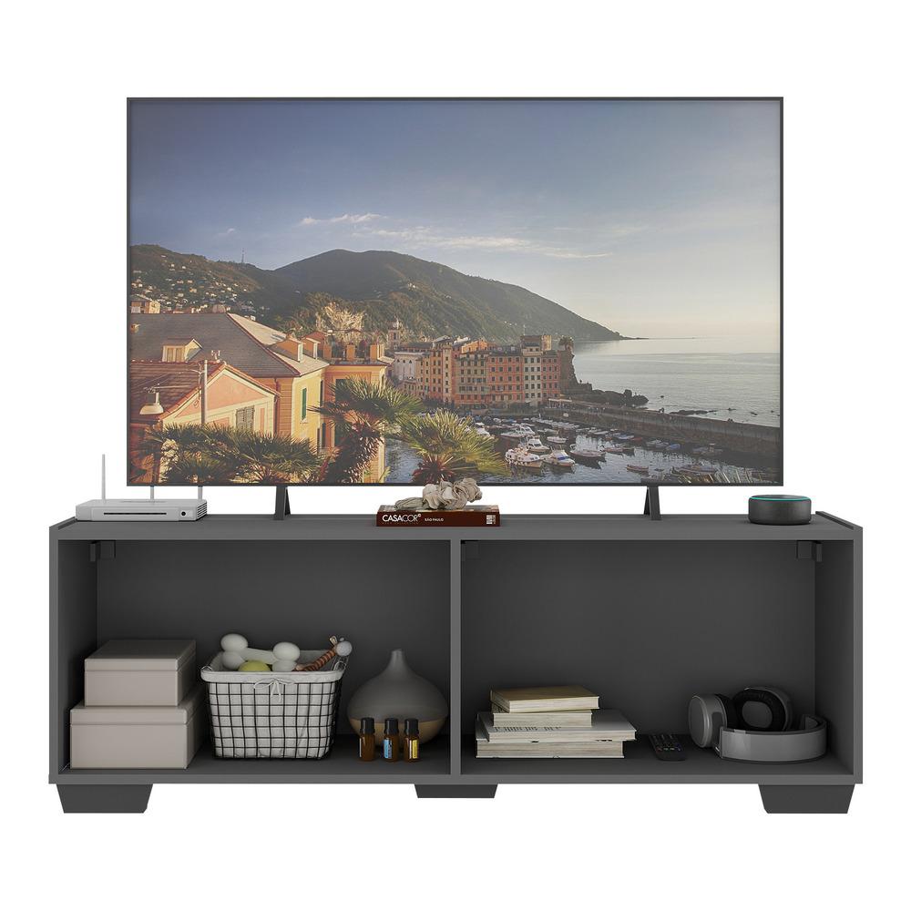 Rack TV até 50 Polegadas com Espelhos 4 Portas Multimóveis MP1083 Grafite/Preto