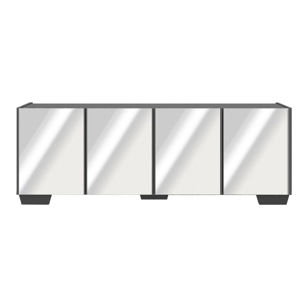 Rack TV até 50 Polegadas com Espelhos 4 Portas Multimóveis MP1083 Grafite/Preto