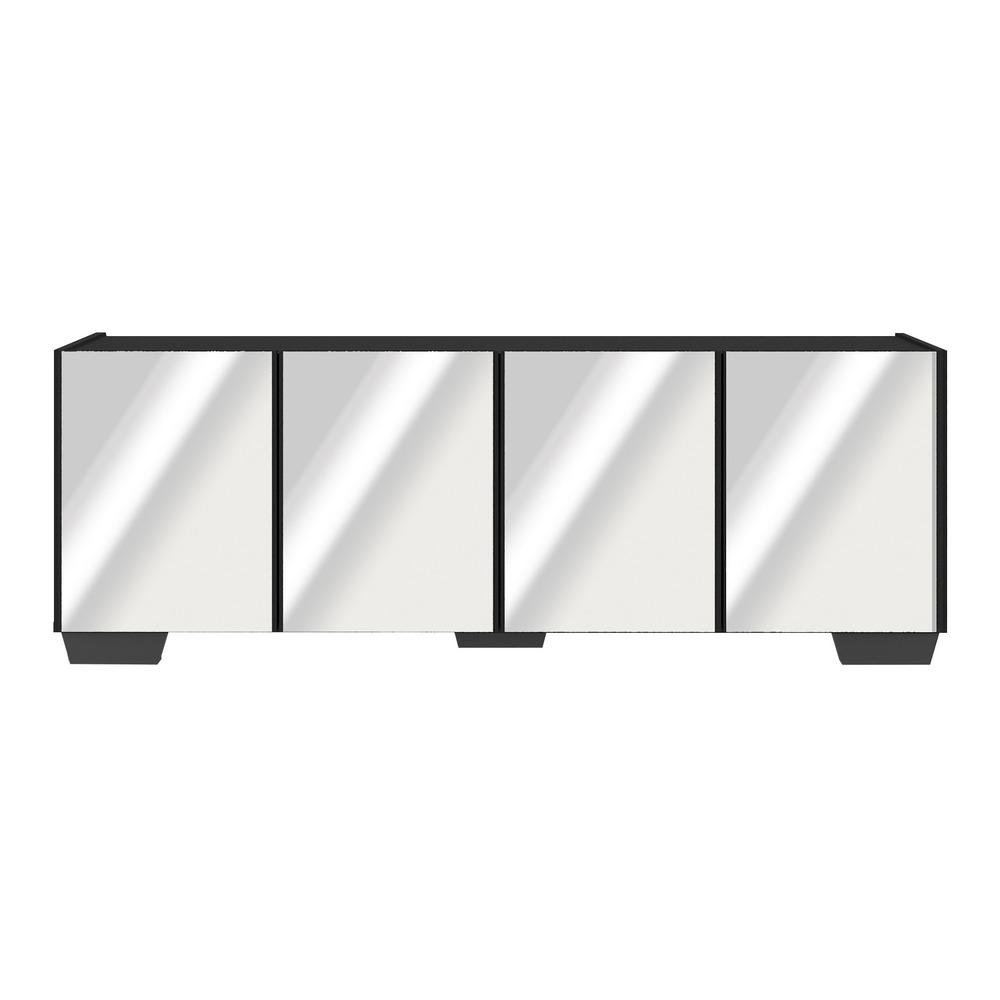Rack TV até 50 Polegadas com Espelhos 4 Portas Multimóveis MP1083 Preto