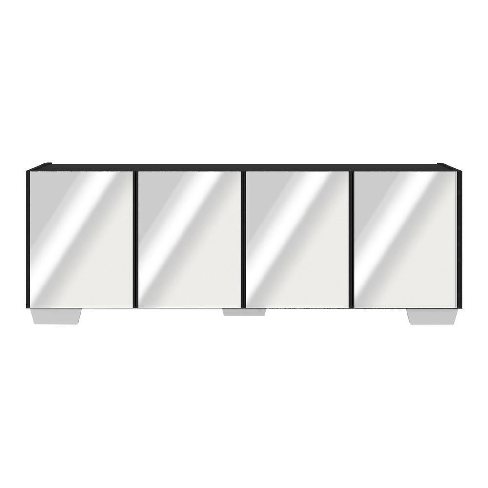 Rack TV até 50 Polegadas com Espelhos 4 Portas Multimóveis MP1083 Preto/Branco