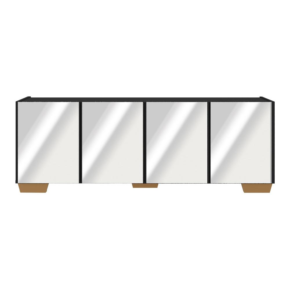 Rack TV até 50 Polegadas com Espelhos 4 Portas Multimóveis MP1083 Preto/Natural