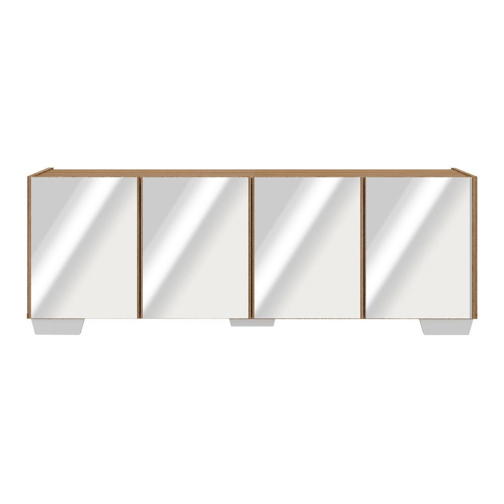 Rack TV até 50 Polegadas com Espelhos 4 Portas Multimóveis MP1083 Rustic/Branco