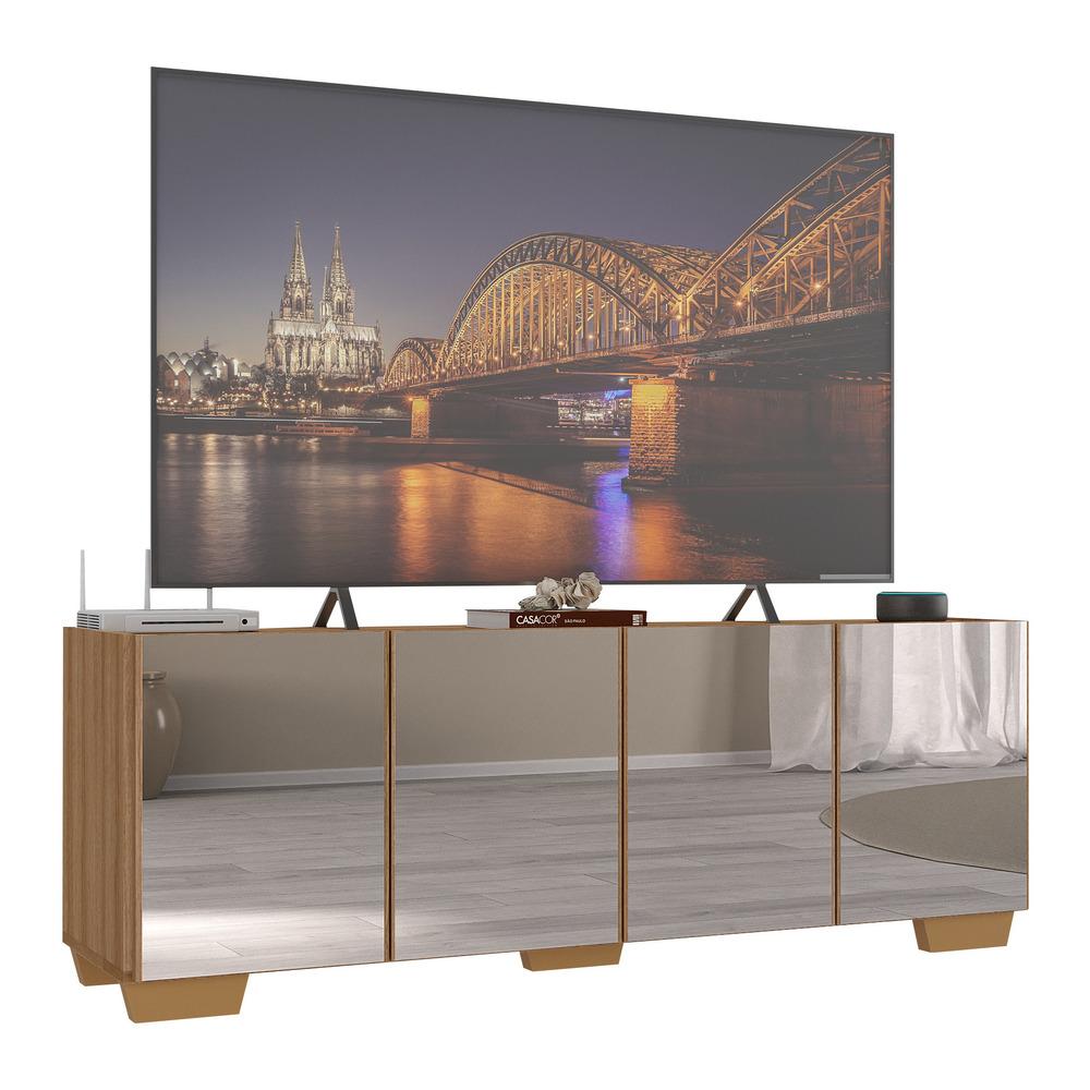 Rack TV até 50 Polegadas com Espelhos 4 Portas Multimóveis MP1083 Rustic/Natural