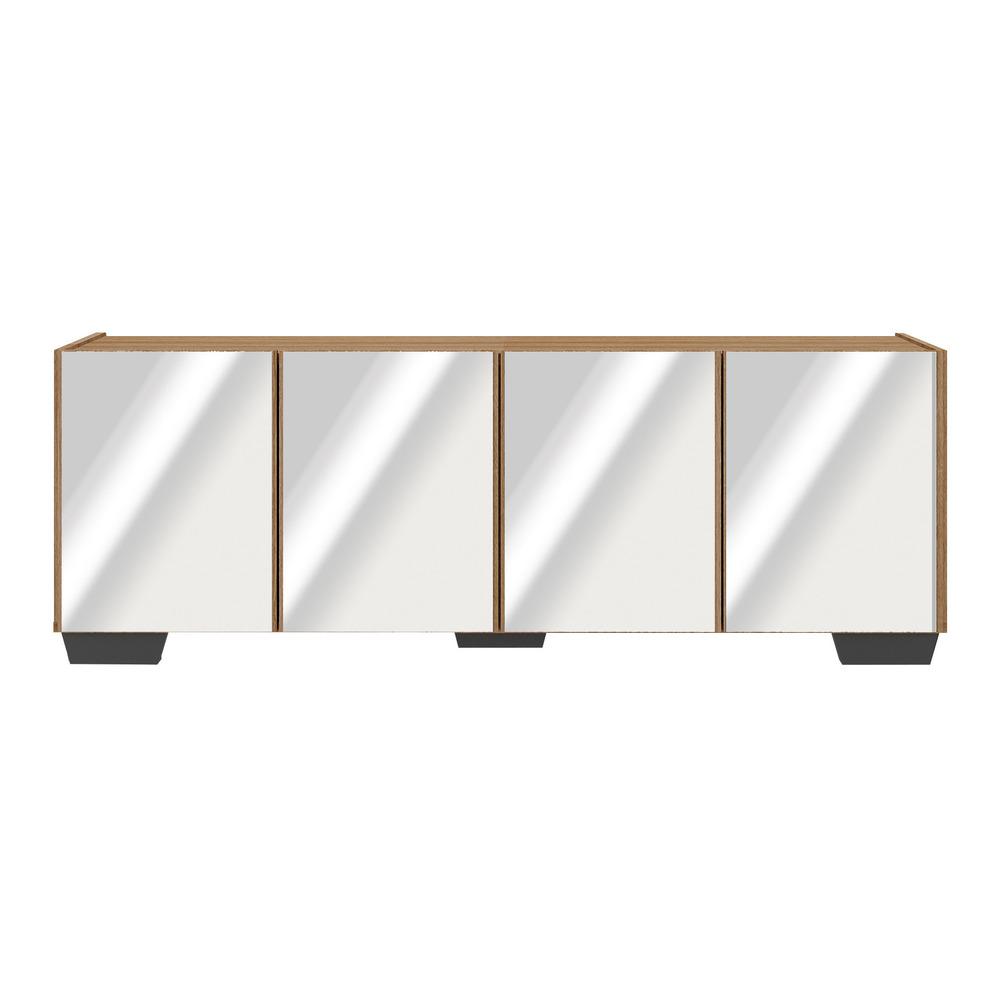 Rack TV até 50 Polegadas com Espelhos 4 Portas Multimóveis MP1083 Rustic/Preto