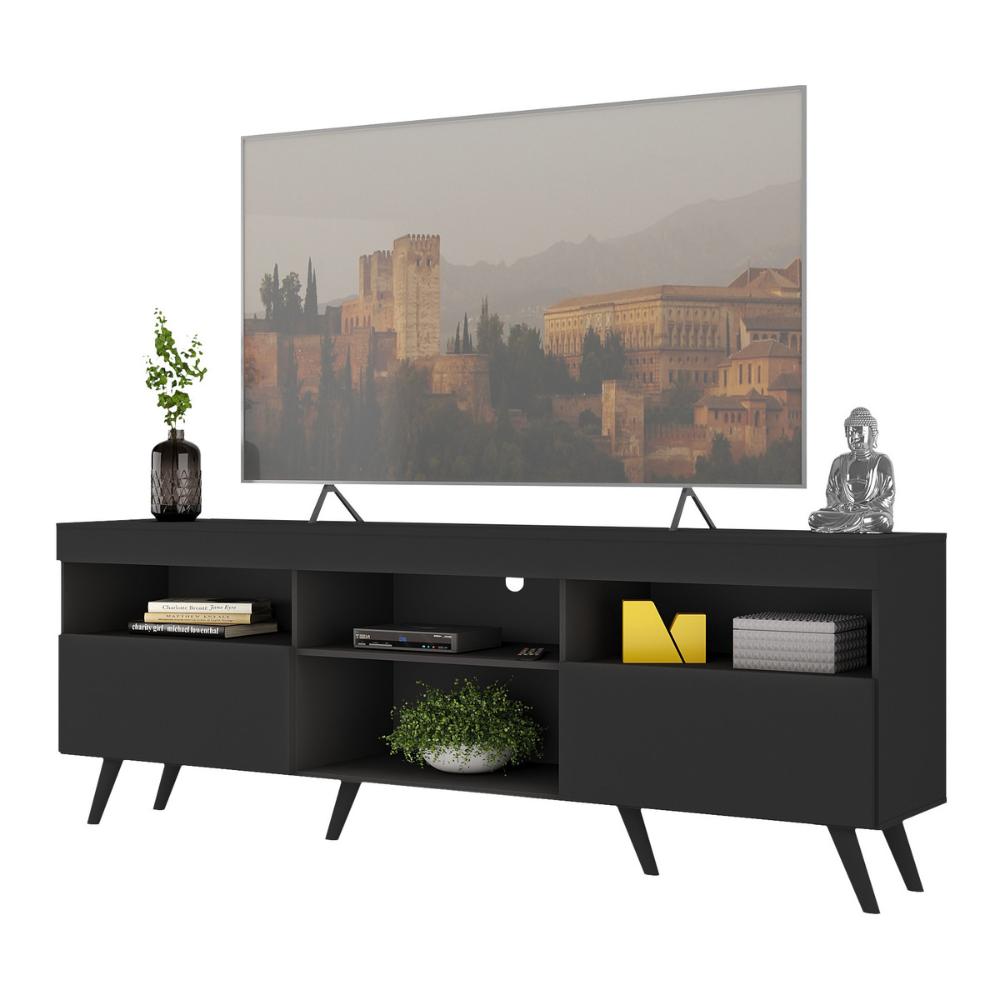 Rack TV até 65 Polegadas com Pés Retrô Multimóveis MP1091 Preto