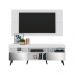 Rack c/ Painel P/TV 65", espelho e pés retrô Flórida Multimóveis Branco/Preto