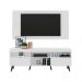 Rack c/ Painel P/TV até 65" e Pés Retrô Flórida Multimóveis  Branco/Preto