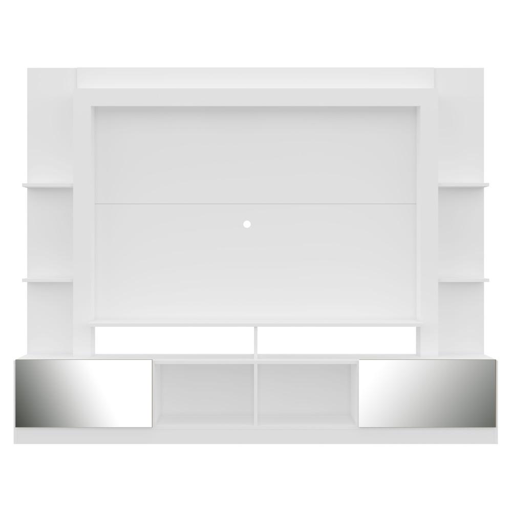 Rack c/ Painel TV 65" Portas c/ Espelho Oslo Multimóveis Branco/Lacca Fumê