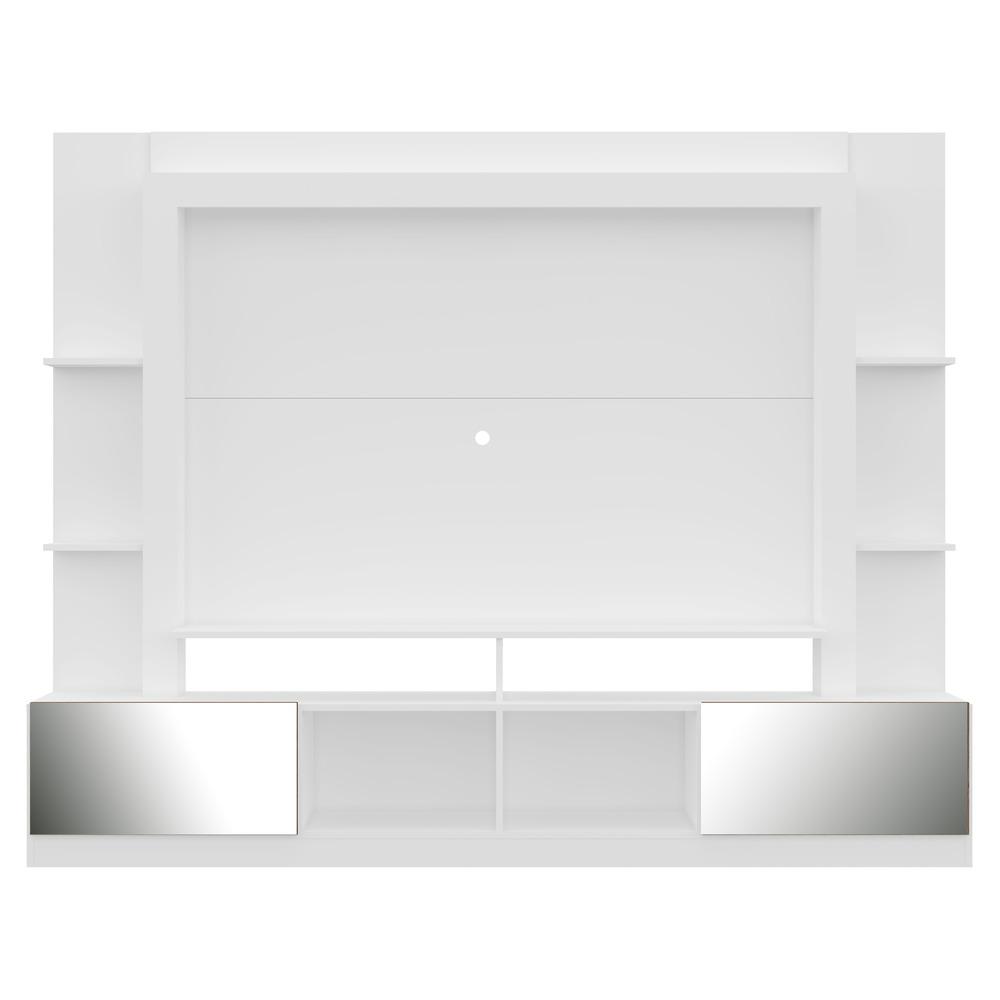 Rack c/ Painel TV 65" Portas c/ Espelho Oslo Multimóveis Branco/Madeirado