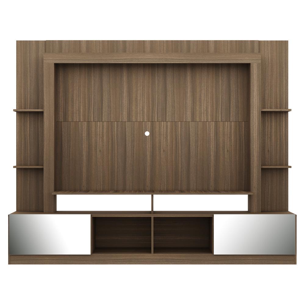 Rack c/ Painel TV 65" Portas c/ Espelho Oslo Multimóveis Madeirado/Lacca Fumê