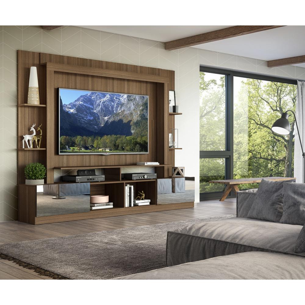 Rack c/ Painel TV 65" Portas c/ Espelho Oslo Multimóveis Madeirado/Tenerife