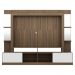 Rack c/ Painel TV 65" Prateleiras c/ Espelho Oslo Multimóveis Madeirado/Branco