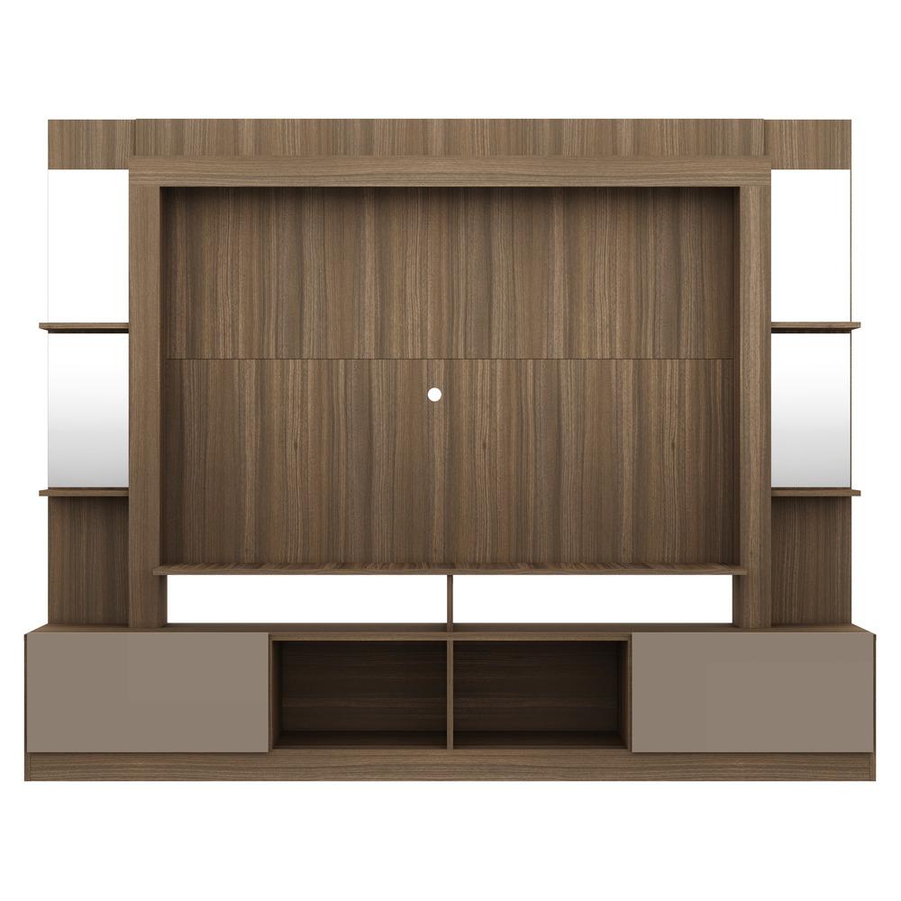 Rack c/ Painel TV 65" Prateleiras c/ Espelho Oslo Multimóveis Madeirado/Lacca Fumê