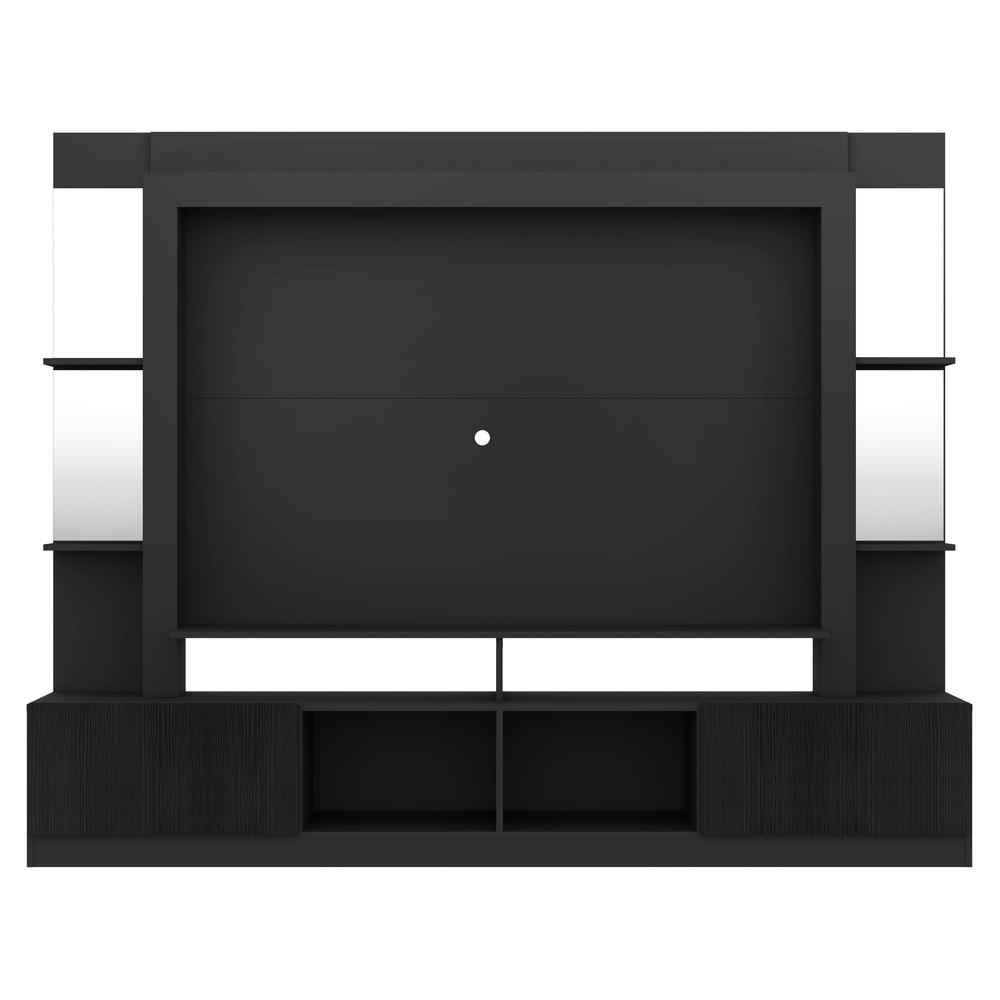 Rack c/ Painel TV 65" Prateleiras c/ Espelho Oslo Multimóveis Preto