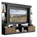 Rack c/ Painel TV 65" Prateleiras c/ Espelho Oslo Multimóveis Preto/Madeirado