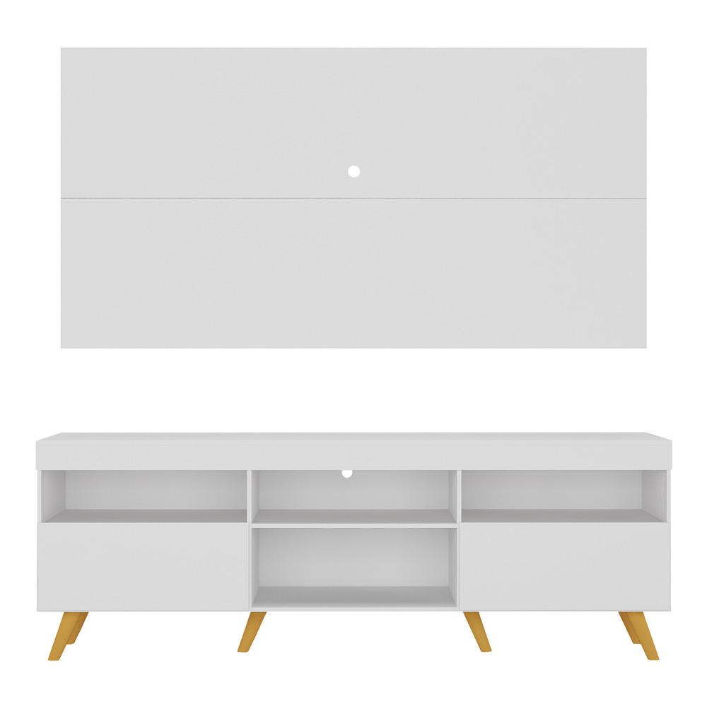 Rack c/ Painel TV 65" Retrô Holanda Multimóveis BR3133 Branco/Natural