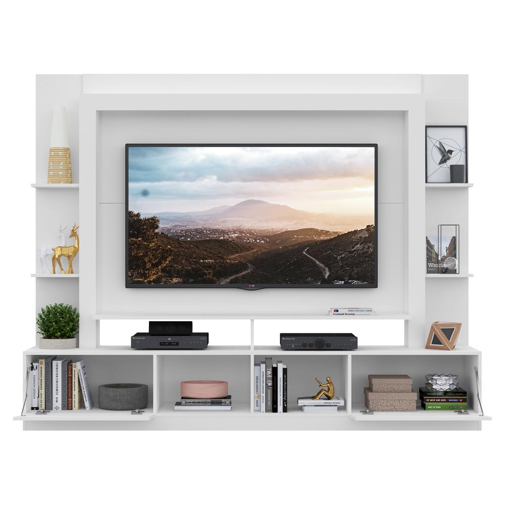 Rack c/ Painel e Suporte TV 65" Portas c/ Espelho Oslo Multimóveis Branco