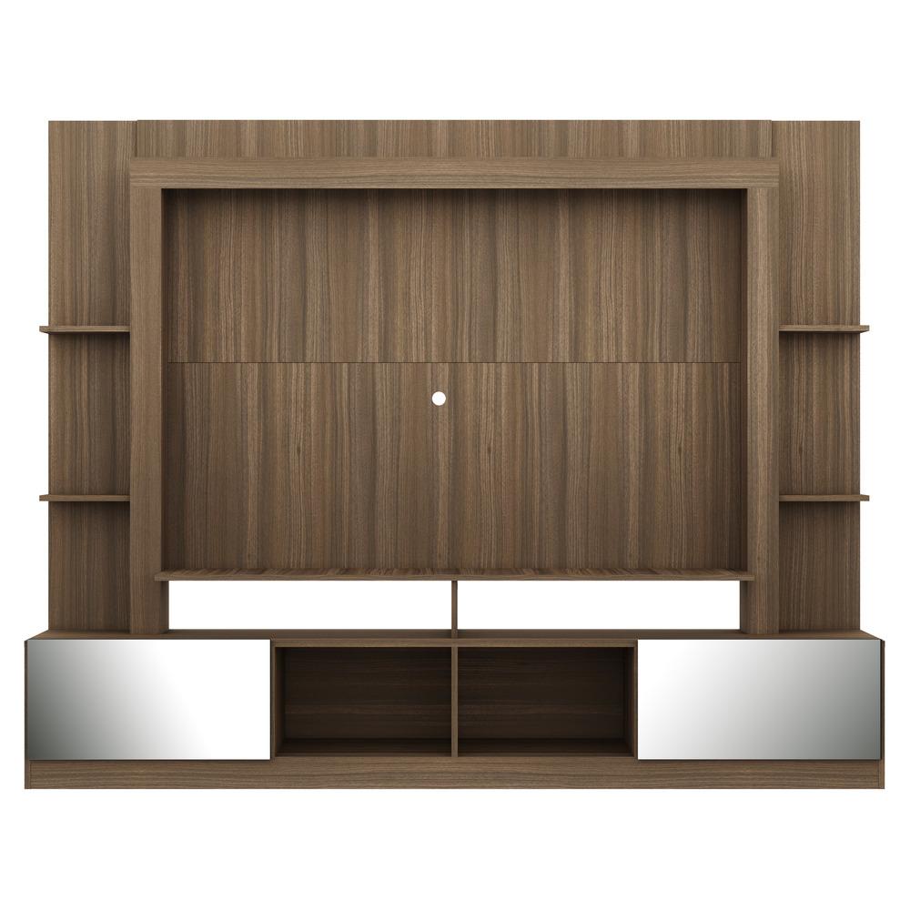 Rack c/ Painel e Suporte TV 65" Portas c/ Espelho Oslo Multimóveis Madeirado/Preto