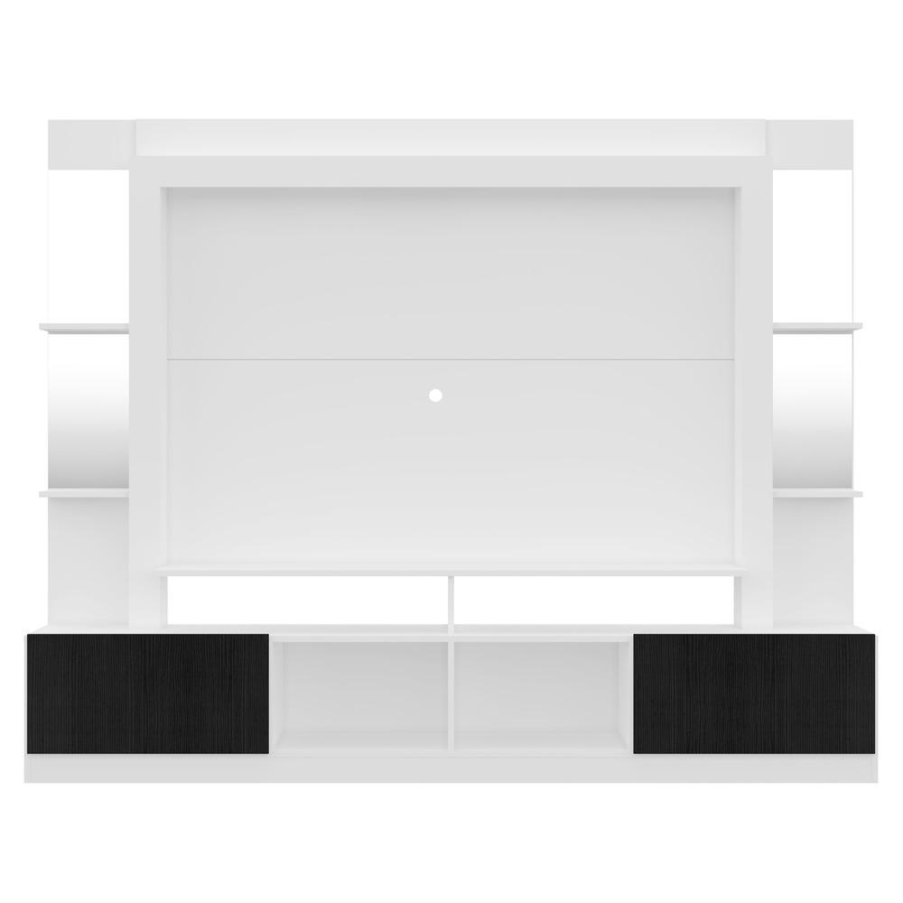 Rack c/ Painel e Suporte TV 65" Prateleiras c/ Espelho Oslo Multimóveis Branco/Preto