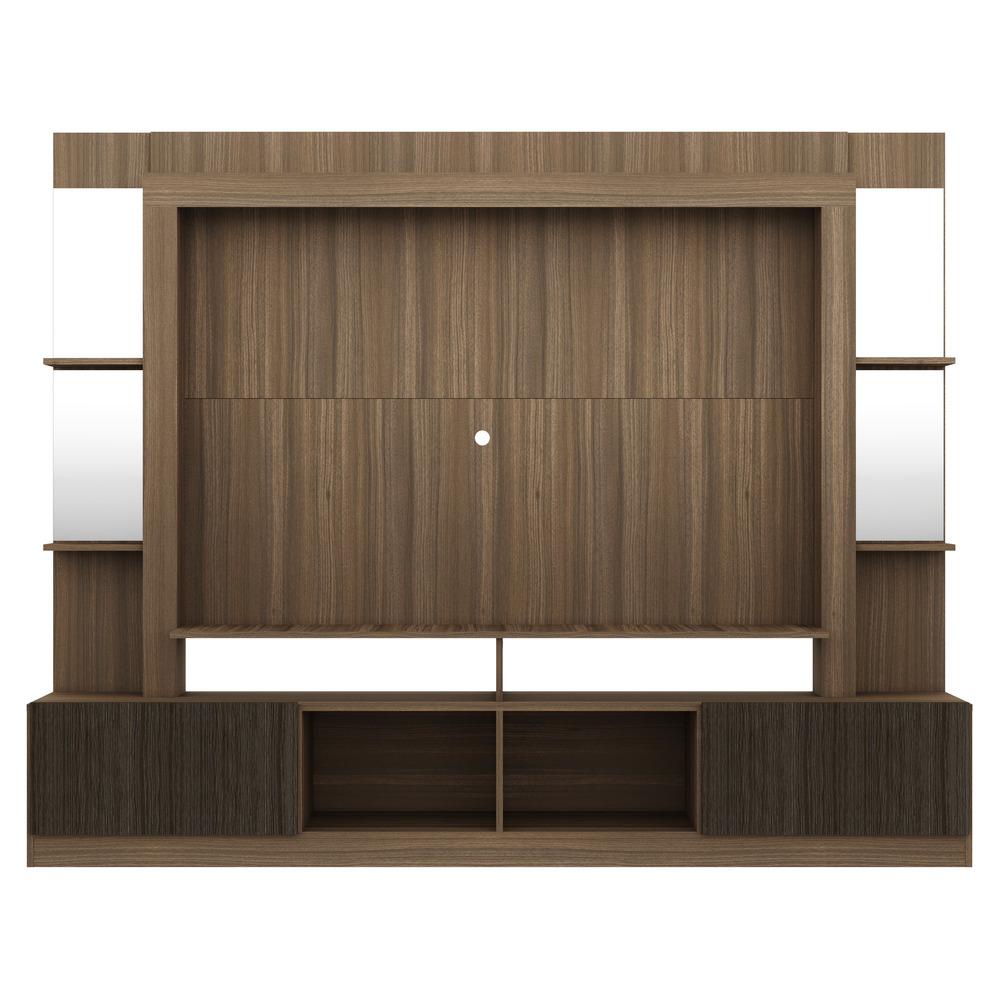 Rack c/ Painel e Suporte TV 65" Prateleiras c/ Espelho Oslo Multimóveis Madeirado/Tenerife