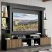 Rack c/ Painel e Suporte TV 65" Prateleiras c/ Espelho Oslo Multimóveis Preto/Madeirado