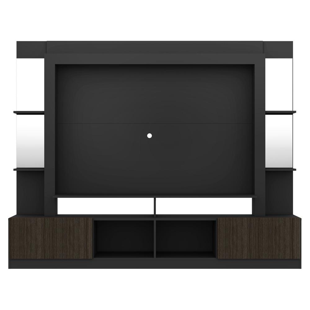 Rack c/ Painel e Suporte TV 65" Prateleiras c/ Espelho Oslo Multimóveis Preto/Tenerife