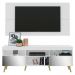 Rack c/ Painel e Suporte TV 65" c/ Espelho e Pés Retrô Flórida Multimóveis Branco/Natural