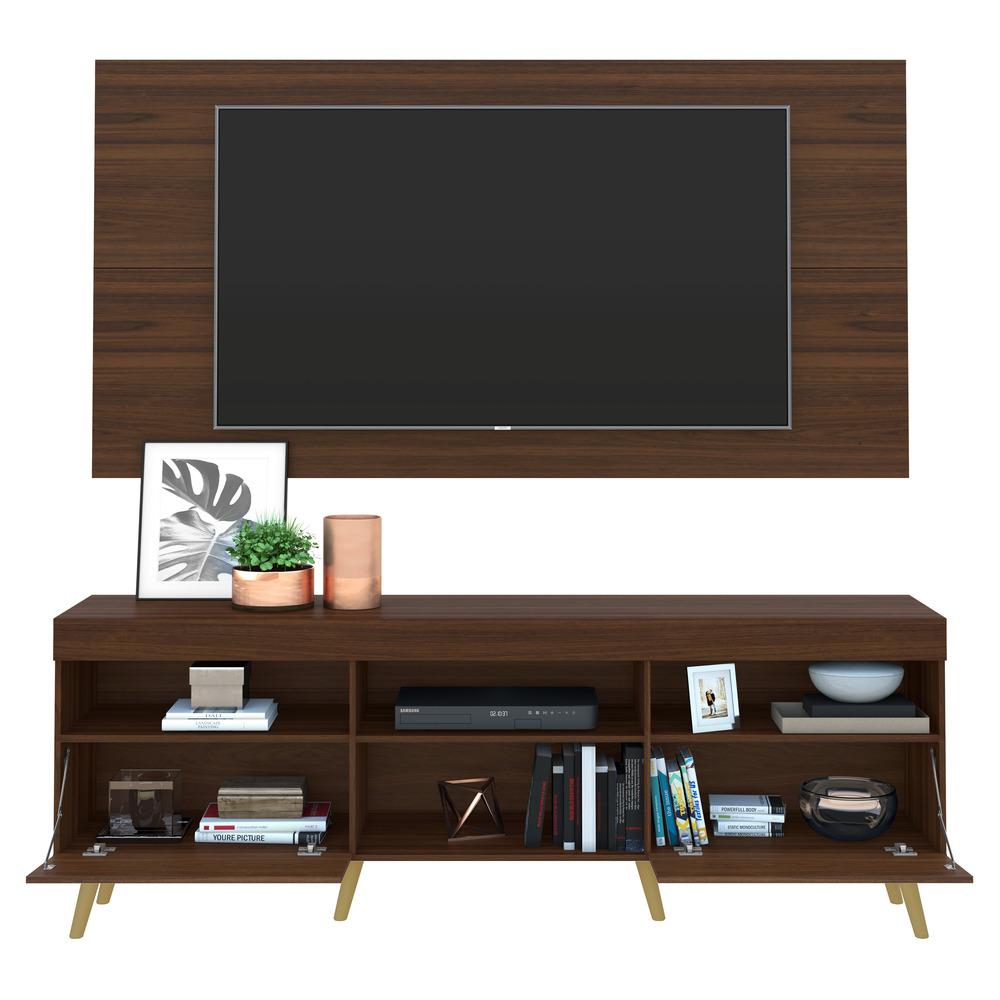 Rack c/ Painel e Suporte TV 65" c/ Espelho e Pés Retrô Flórida Multimóveis Duna/Natural