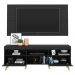 Rack c/ Painel e Suporte TV 65" c/ Espelho e Pés Retrô Flórida Multimóveis Preto/Natural