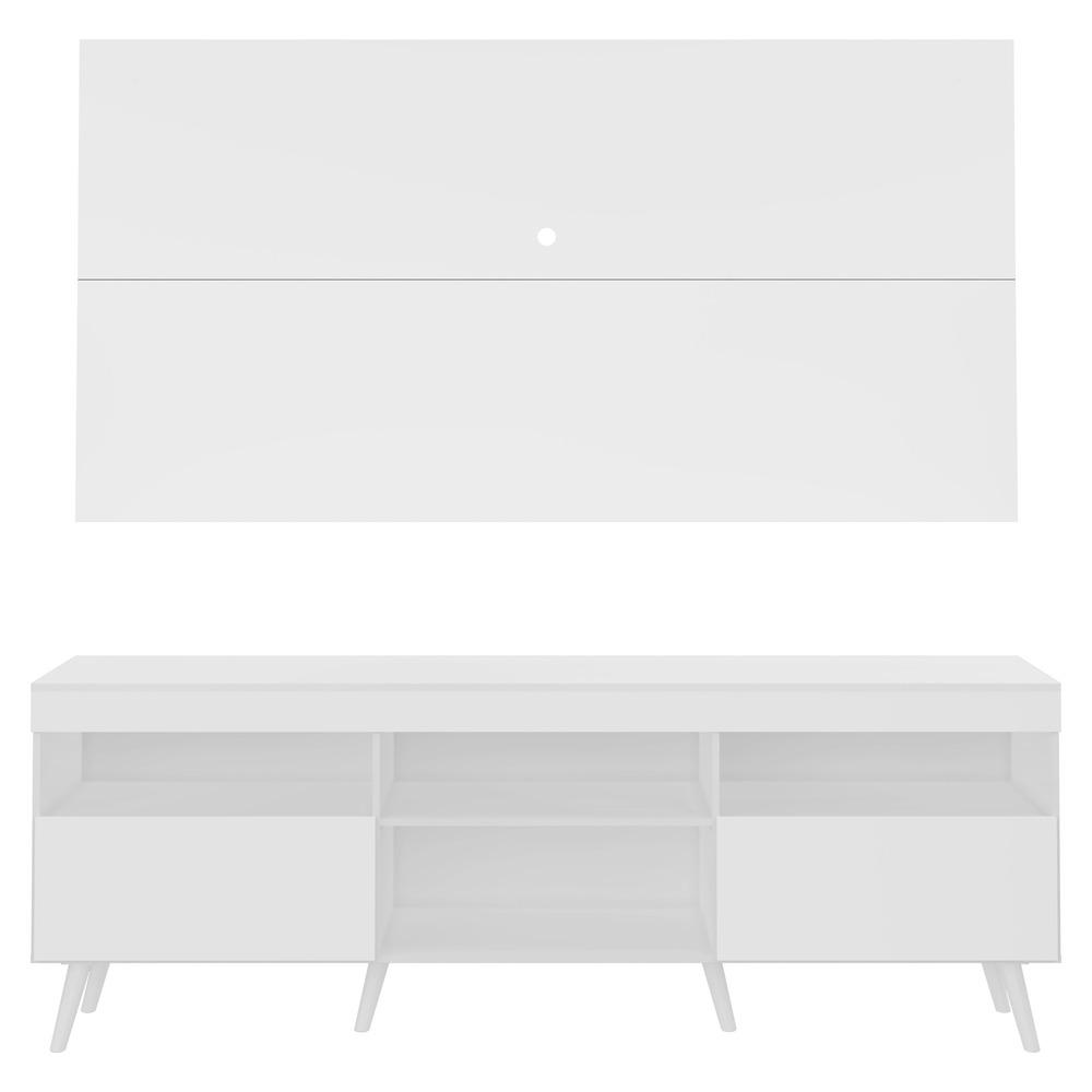 Rack c/ Painel e Suporte TV 65" e Pés Retrô Flórida Multimóveis Branco