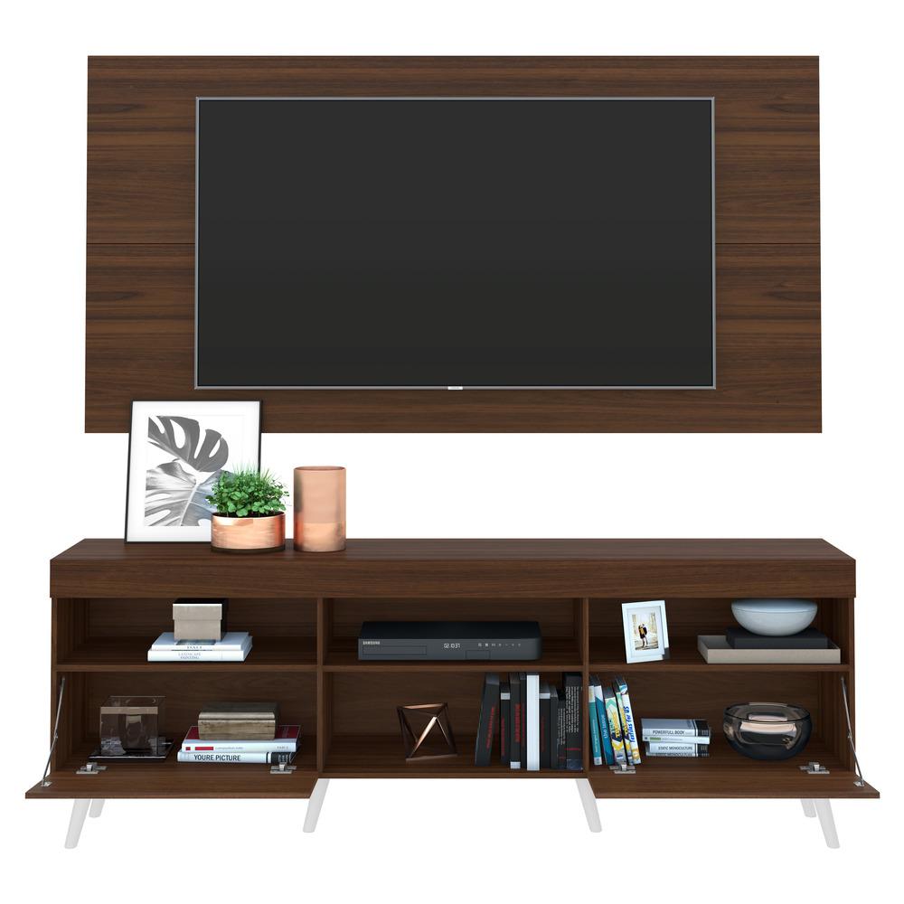 Rack c/ Painel e Suporte TV 65" e Pés Retrô Flórida Multimóveis Duna/Branco