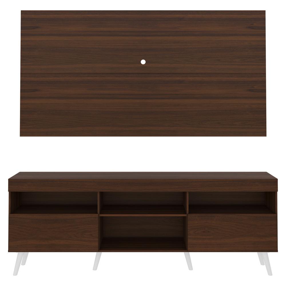 Rack c/ Painel e Suporte TV 65" e Pés Retrô Flórida Multimóveis Duna/Branco