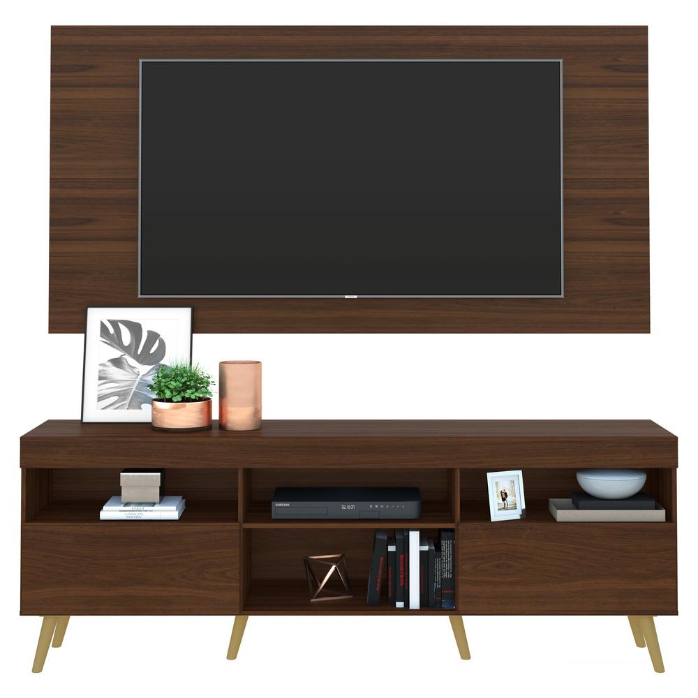 Rack c/ Painel e Suporte TV 65" e Pés Retrô Flórida Multimóveis Duna/Natural